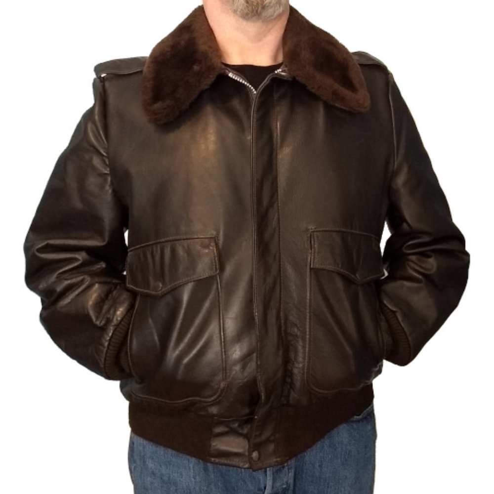 Vintage Sherpa/Fleece Style Lined Leather Jacket